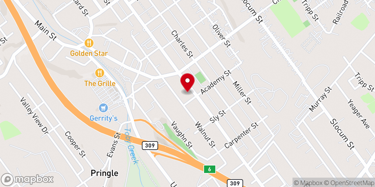 Map showing location of Luzerne United Methodist Church
