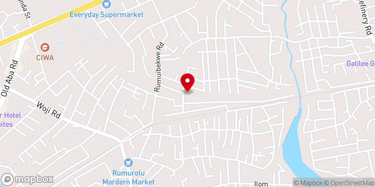 Map showing location of Bethel Anglican Church, Rumuibekwe