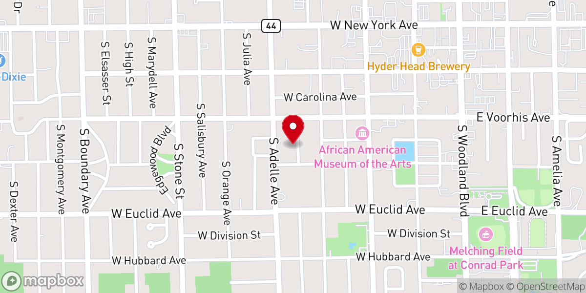 Map showing location of Thompson Street Tabernacle of Praise Church of God