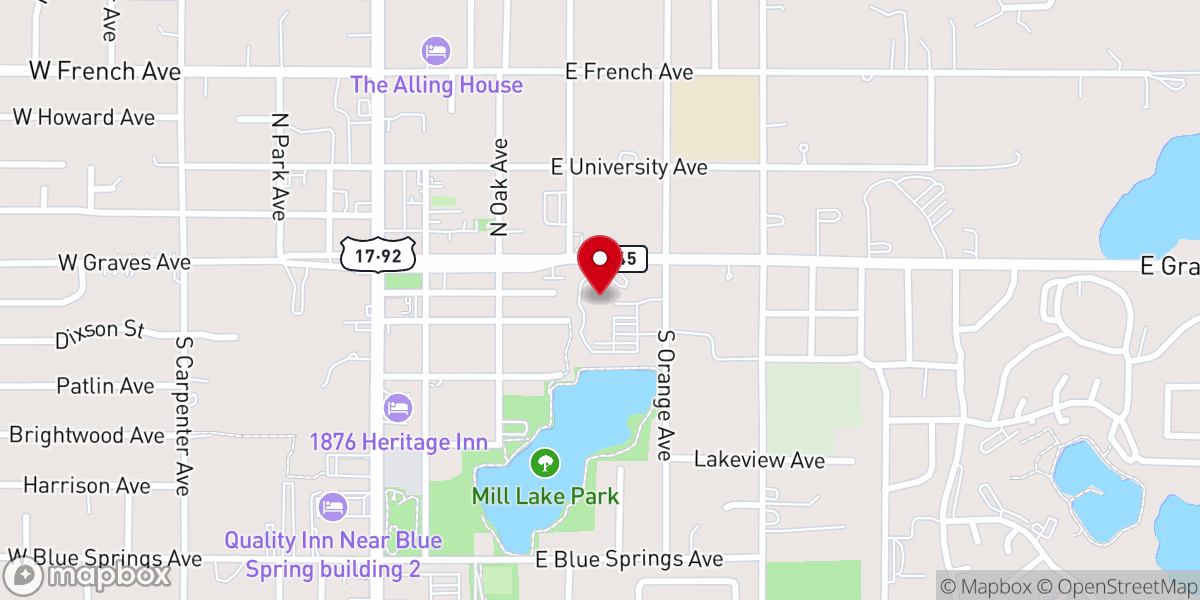 Map showing location of Volusia County Baptist Church