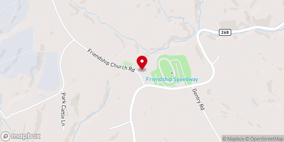 Map showing location of Friendship Baptist Church