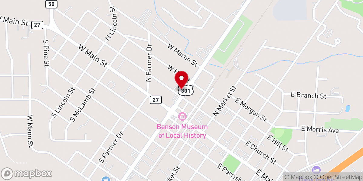 Map showing location of Benson Baptist Church