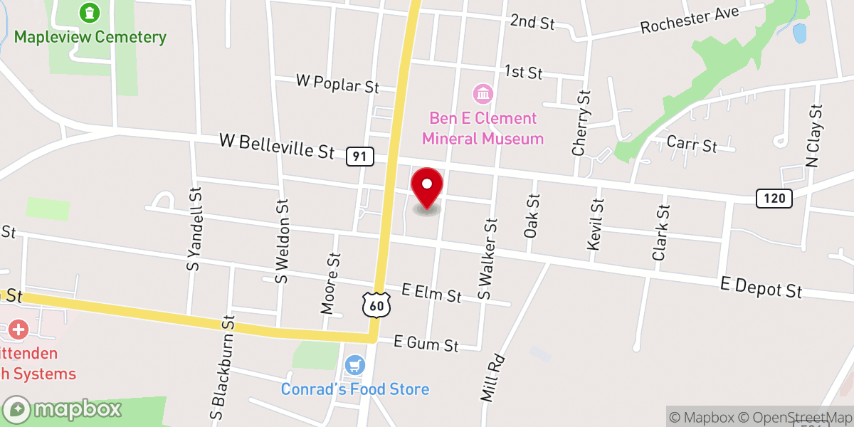 Map showing location of Marion Baptist Church - Food Distribution Center