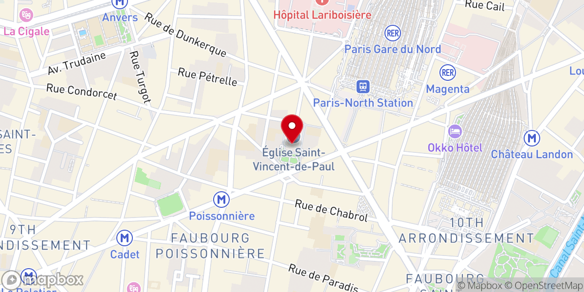 Map showing location of Église Saint-Vincent-de-Paul