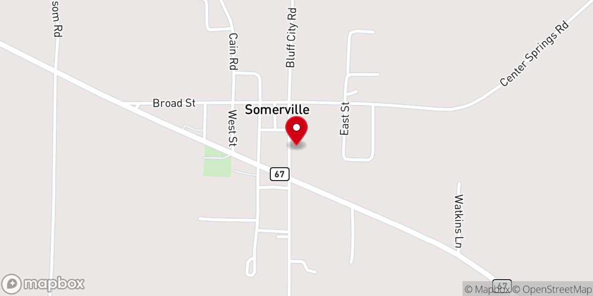 Map showing location of Somerville Baptist Church