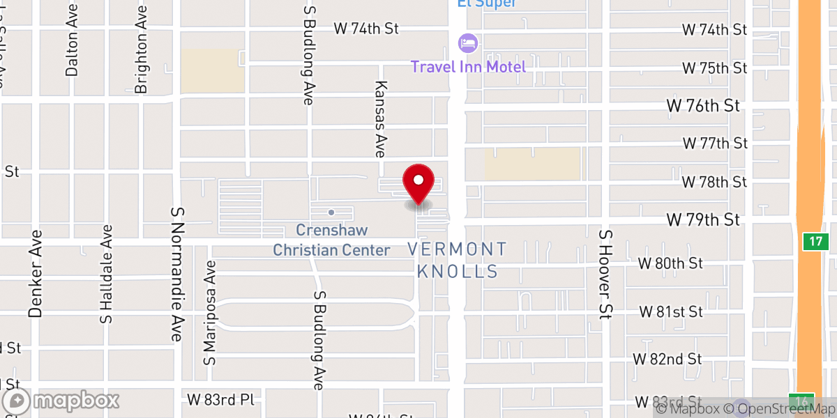 Map showing location of Ever Increasing Faith Ministries/Crenshaw Christian Center West