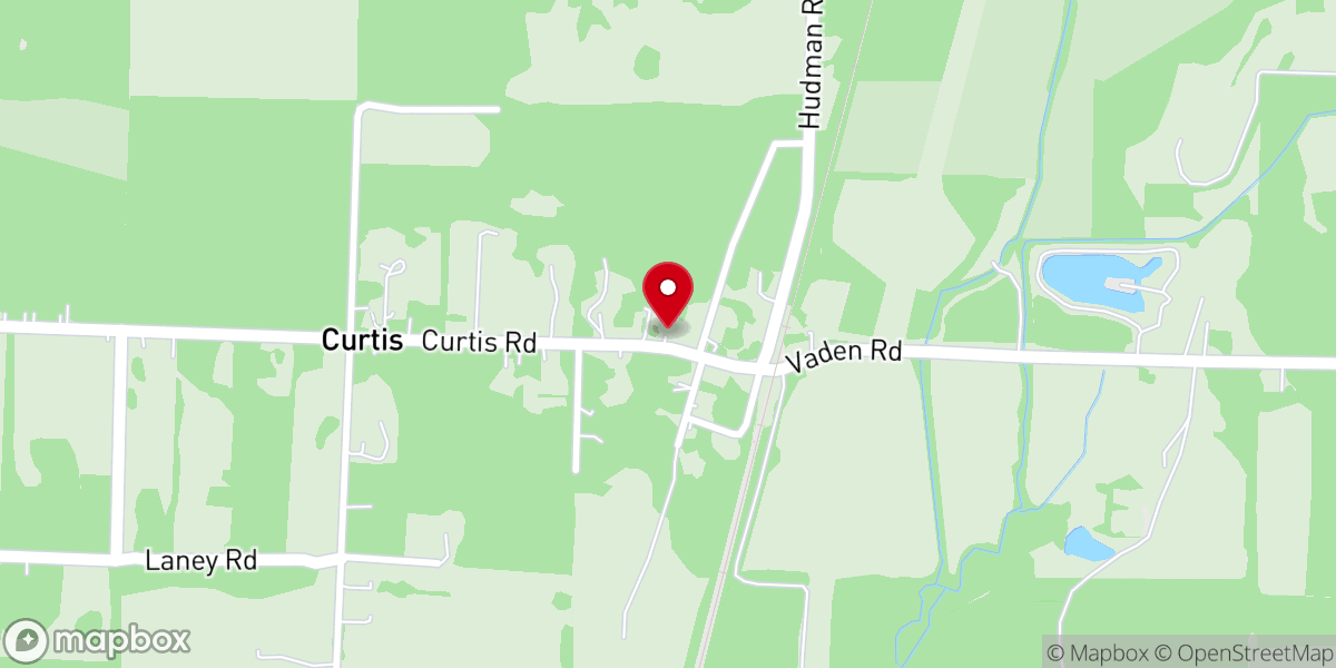 Map showing location of Curtis First Baptist Church