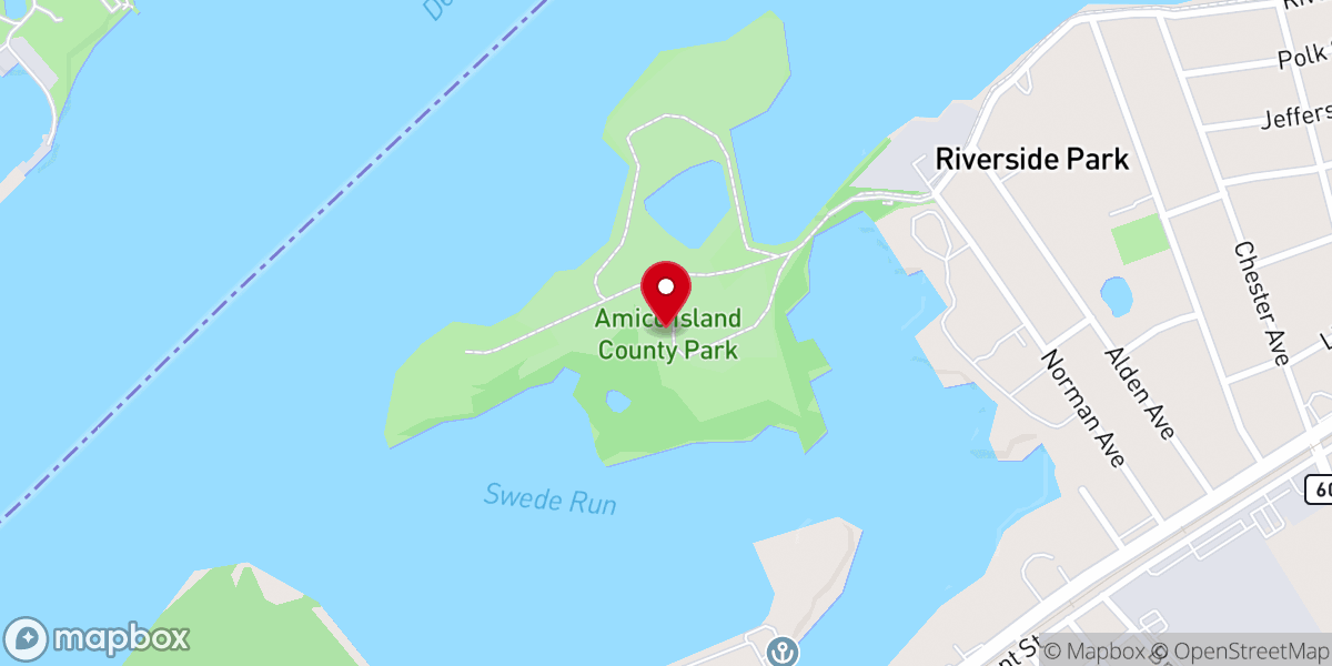 Map showing location of Amico Island Park