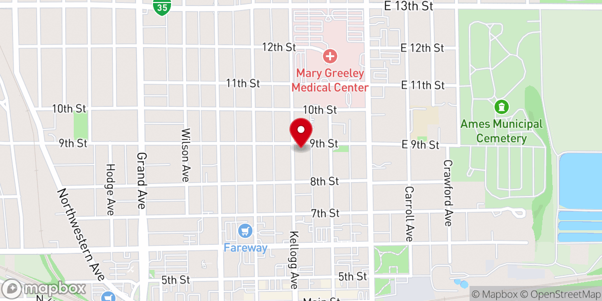 Map showing location of Unity Church of Ames