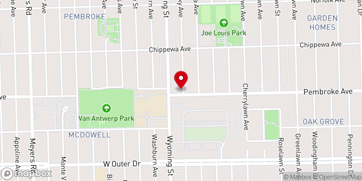 Map showing location of Christian Gospel Center Church
