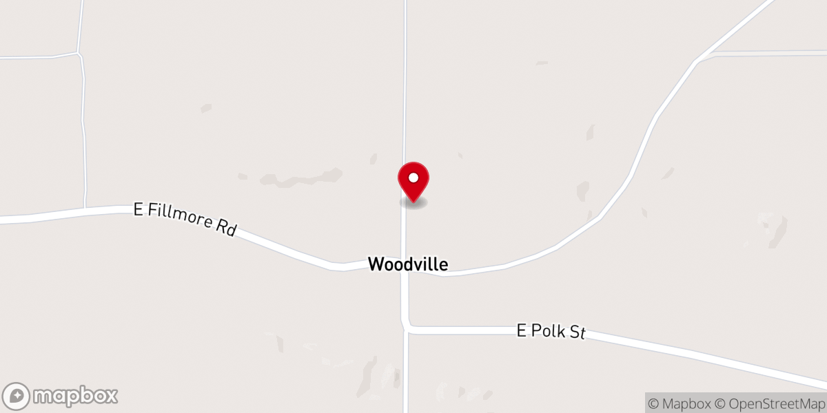 Map showing location of Woodville Community Church