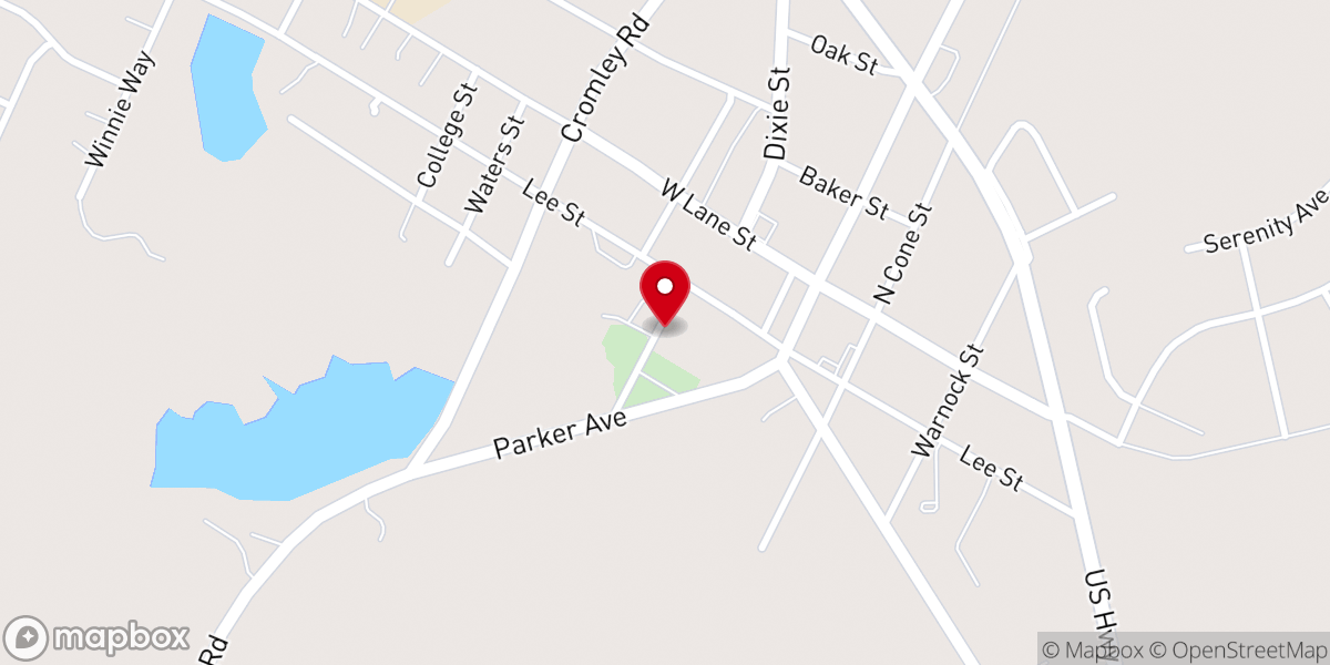 Map showing location of Brooklet Primitive Baptist Church