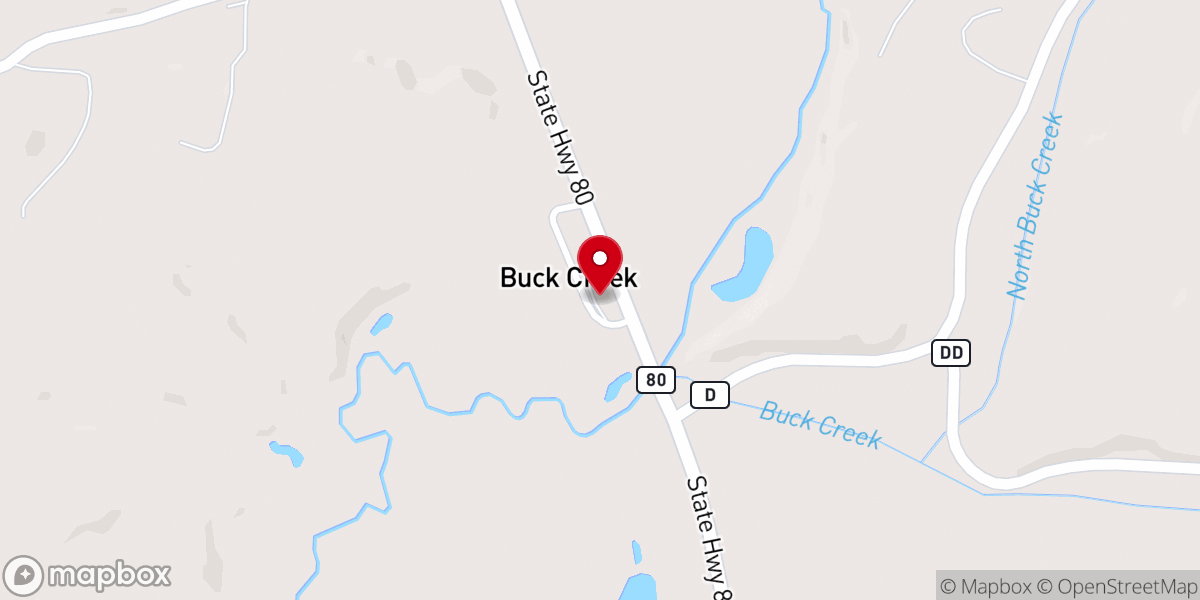 Map showing location of Buck Creek Mennonite Church
