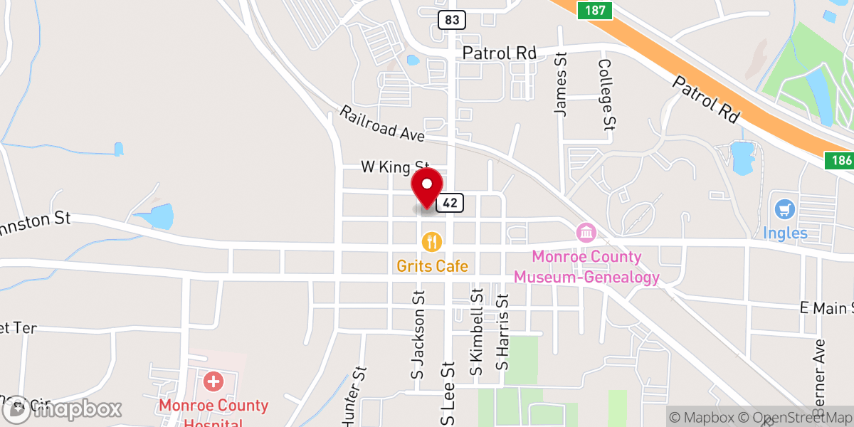Map showing location of Forsyth Presbyterian Church (USA)