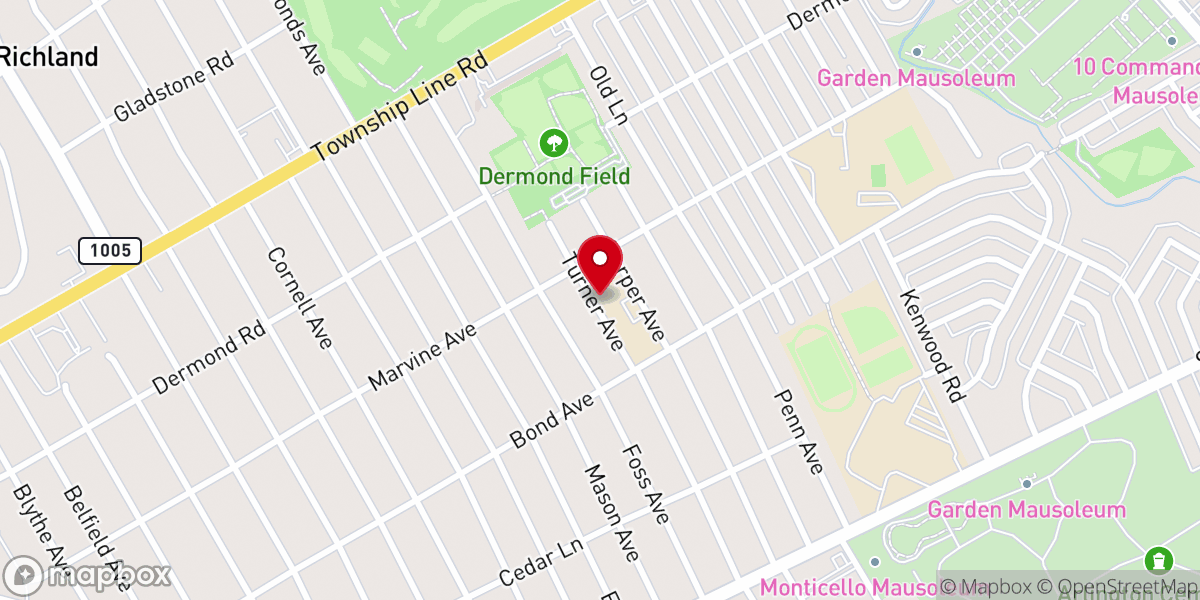 Map showing location of St. Bernadette of Lourdes Catholic Church