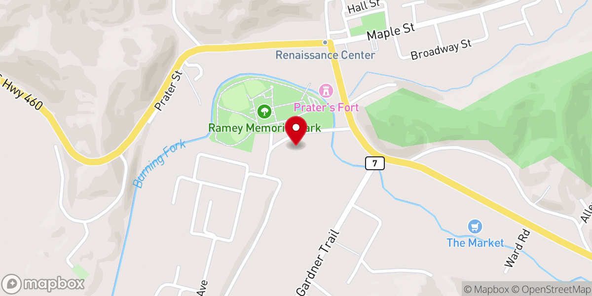 Map showing location of Salyersville First Baptist Church