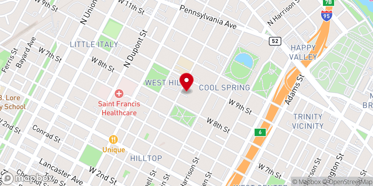 Map showing location of Holy Trinity Greek Orthodox Cathedral