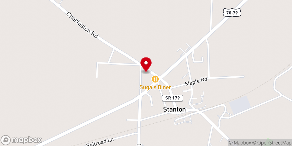 Map showing location of Stanton Baptist Church