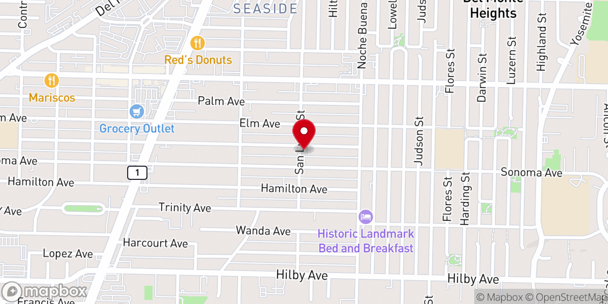 Map showing location of Ocean View Baptist Church