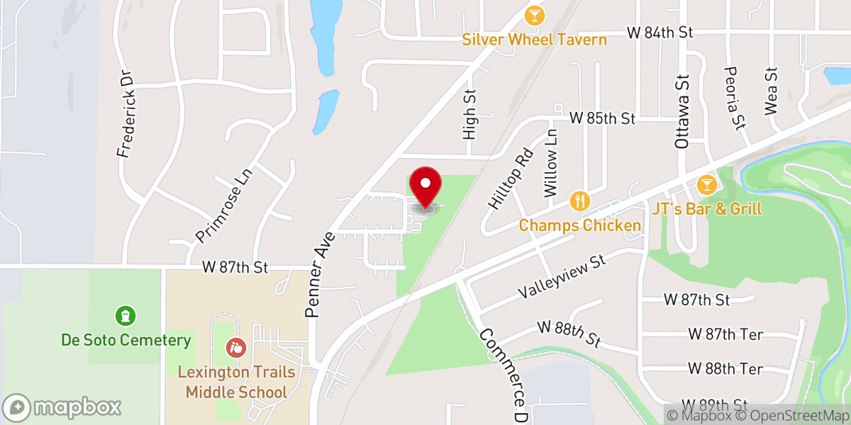 Map showing location of De Soto Baptist Church