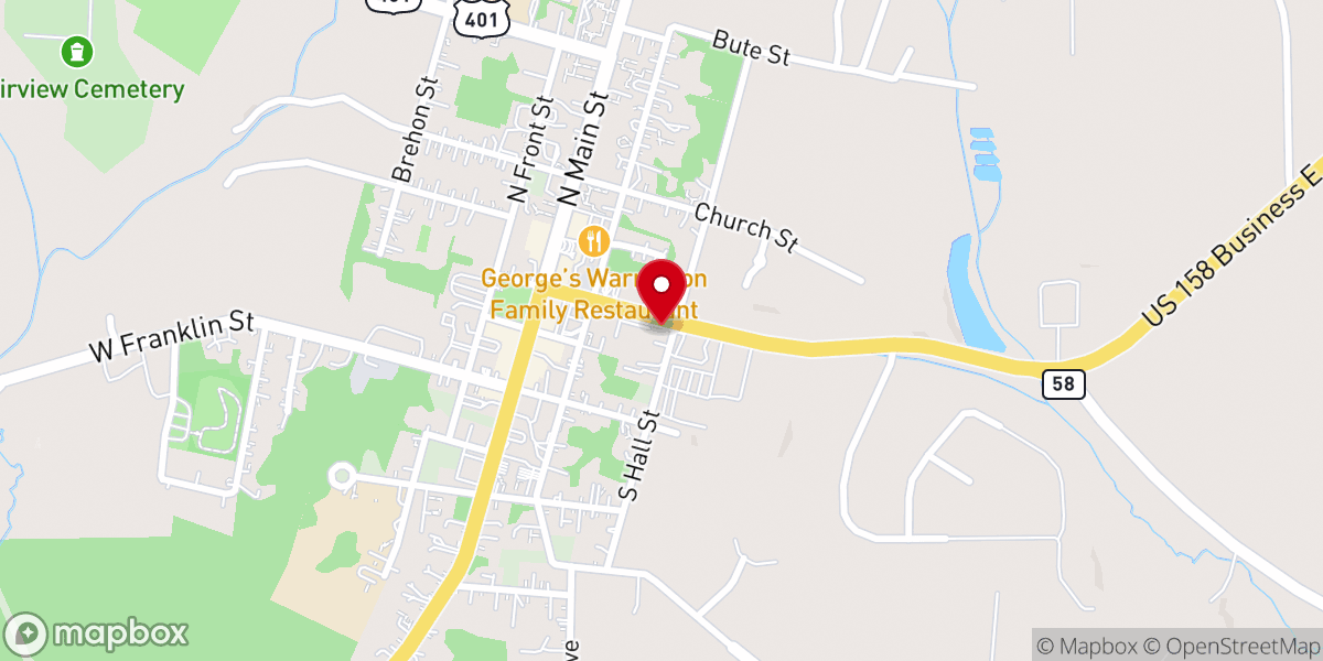 Map showing location of Oak Chapel AME Church