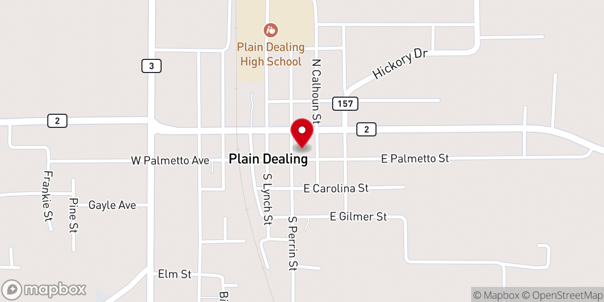 Map showing location of Plain Dealing Baptist Church
