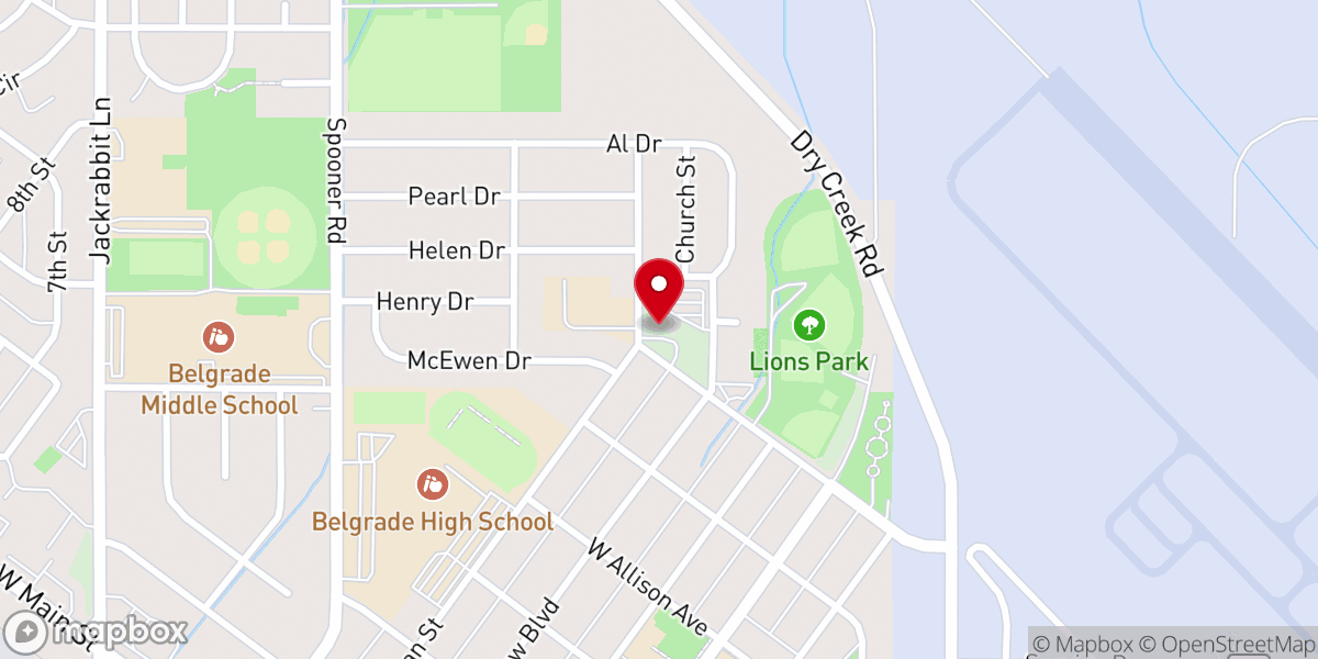 Map showing location of Belgrade Alliance Church