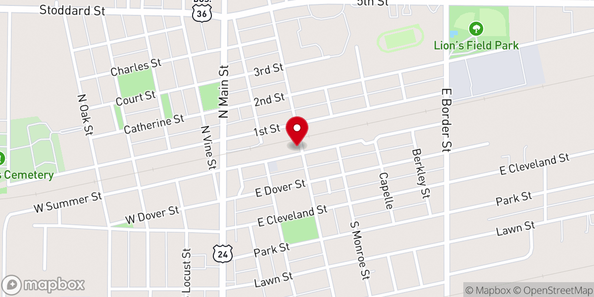 Map showing location of Monroe City Food Pantry