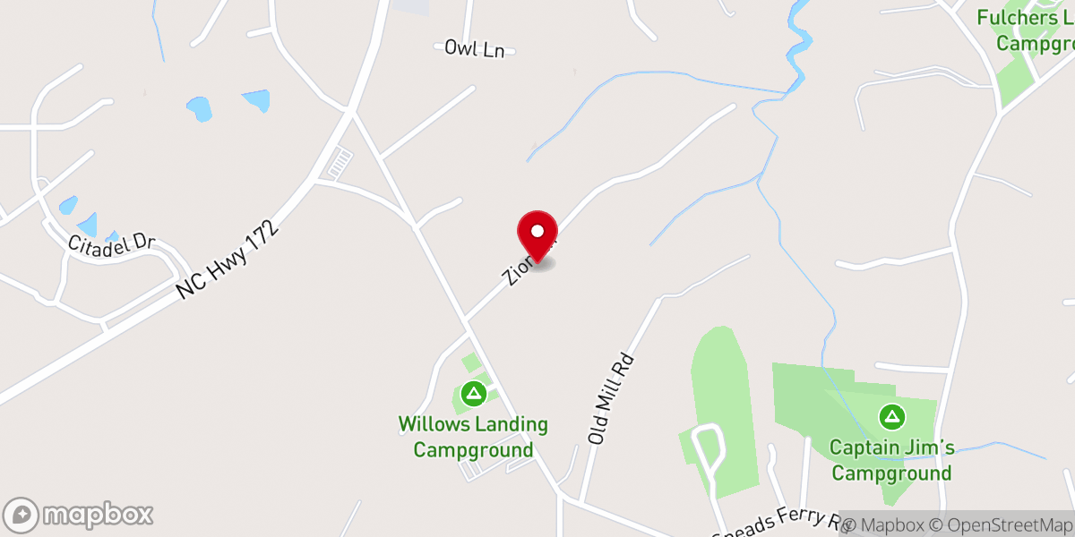 Map showing location of Little Zion AME Zion Church