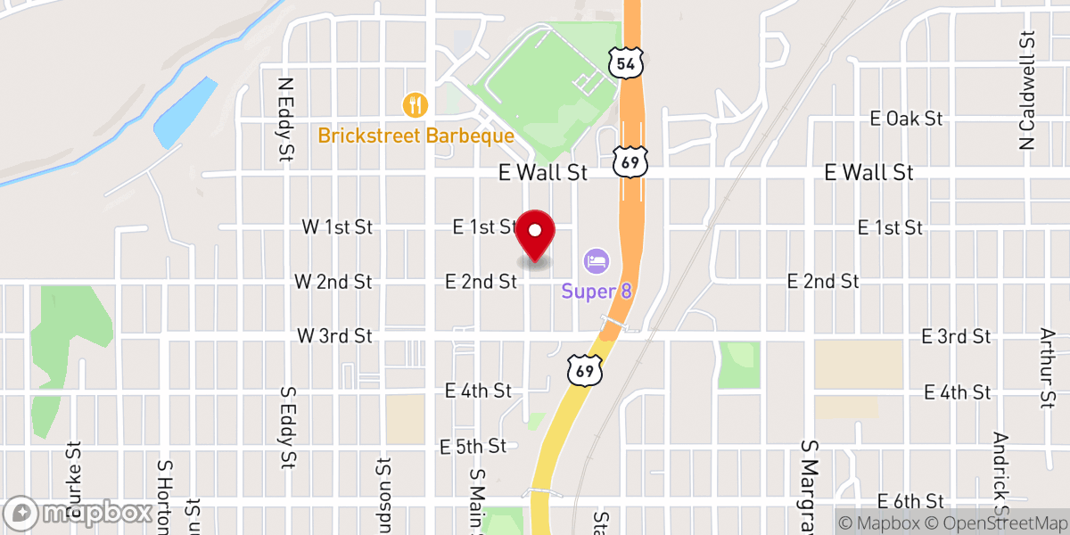 Map showing location of First Baptist Church