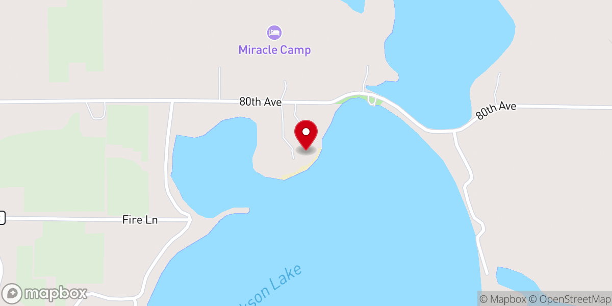 Map showing location of Miracle Camp and Retreat Center