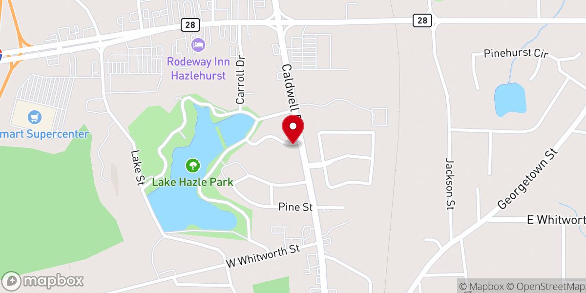 Map showing location of Church of Christ of Hazlehurst