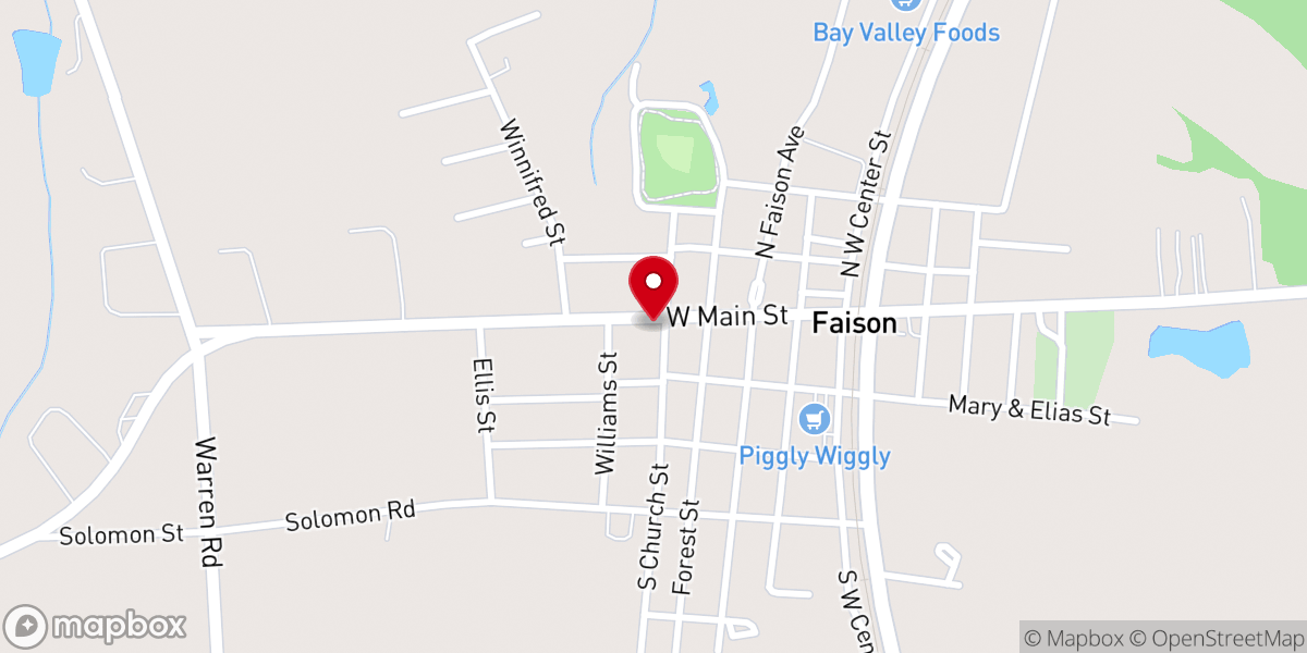 Map showing location of Faison Presbyterian Church