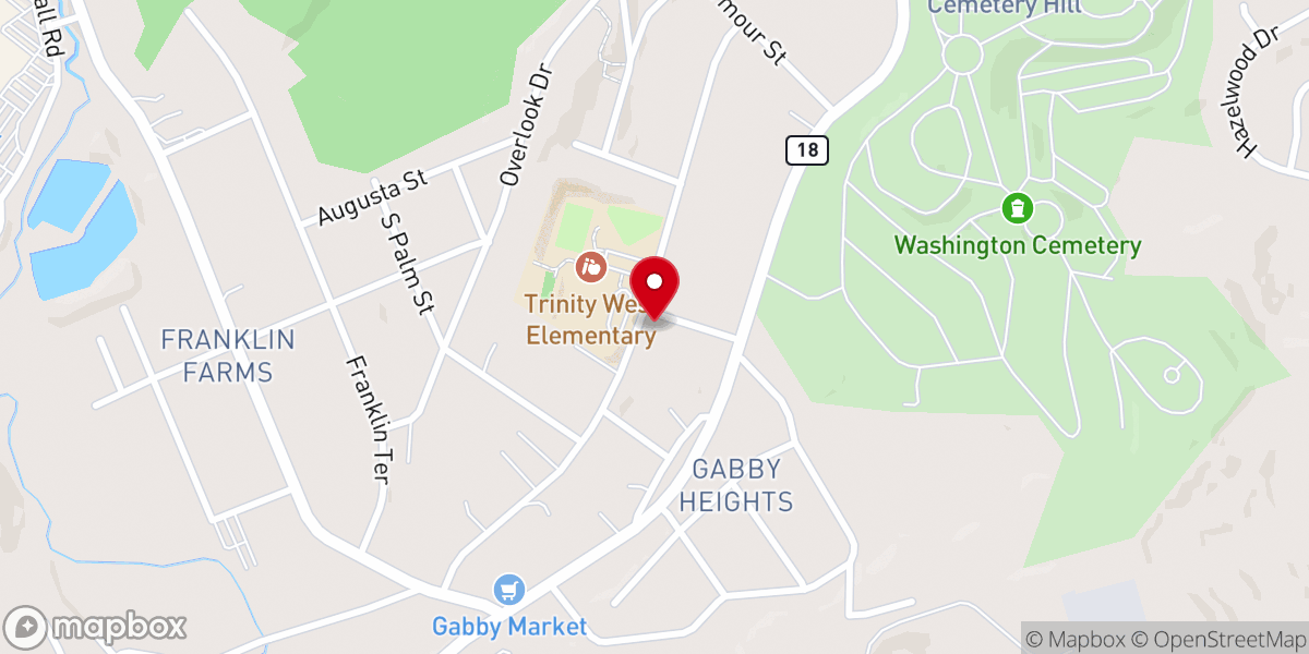 Map showing location of Avery United Methodist Church - Washington, PA
