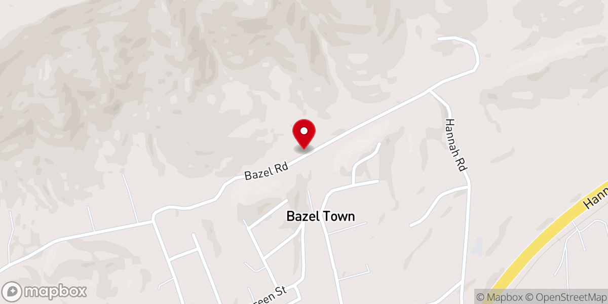 Map showing location of Bazeltown Baptist Church