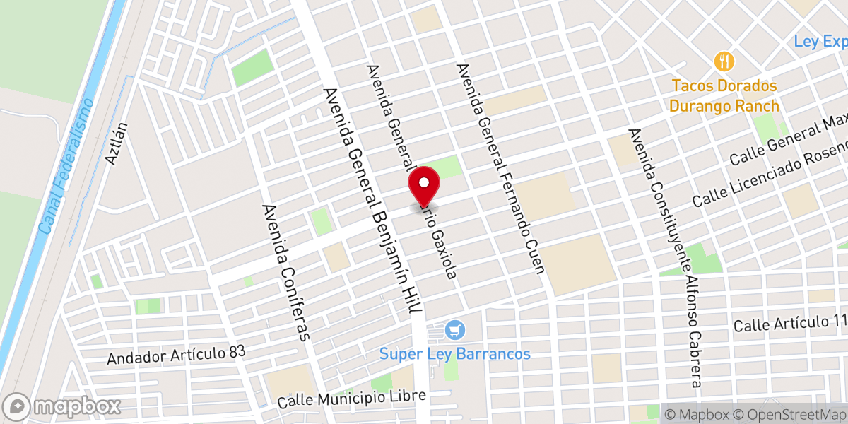 Map showing location of Casa de Dios Roca Firme