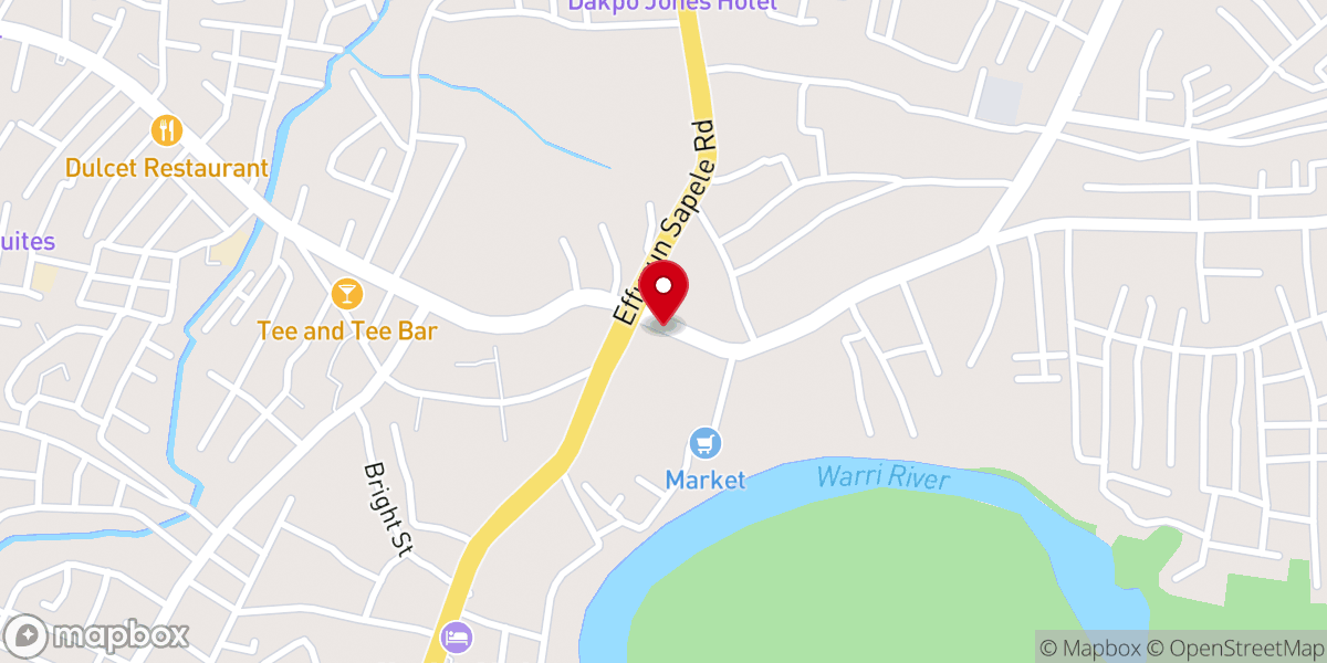 Map showing location of First Baptist Church,. Effurun Nigeria