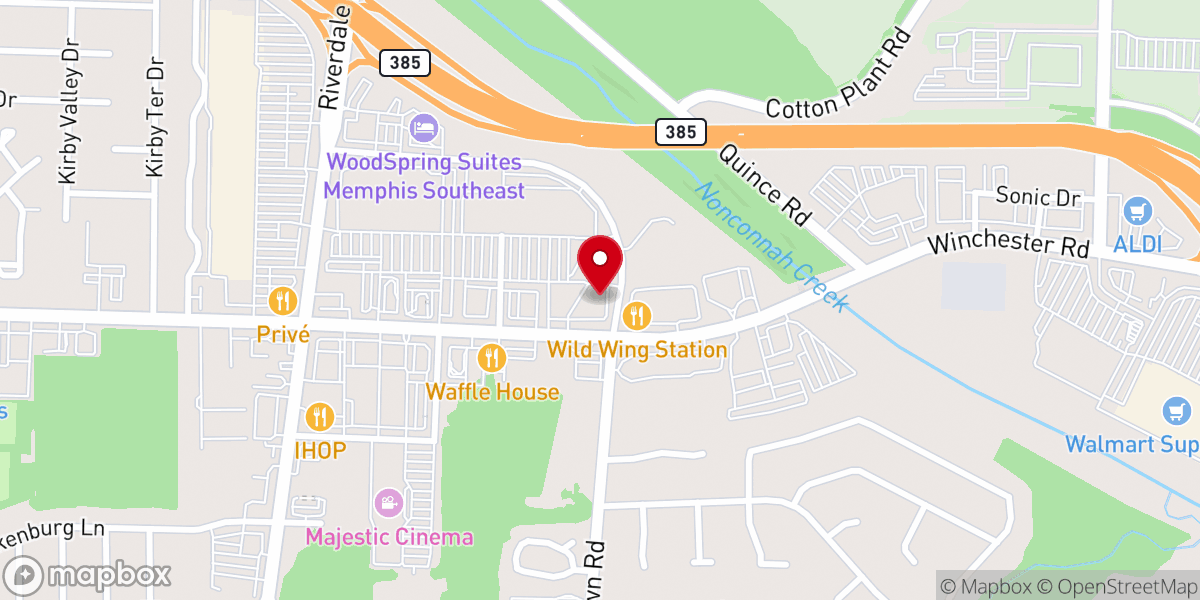 Map showing location of New Life Memphis Church