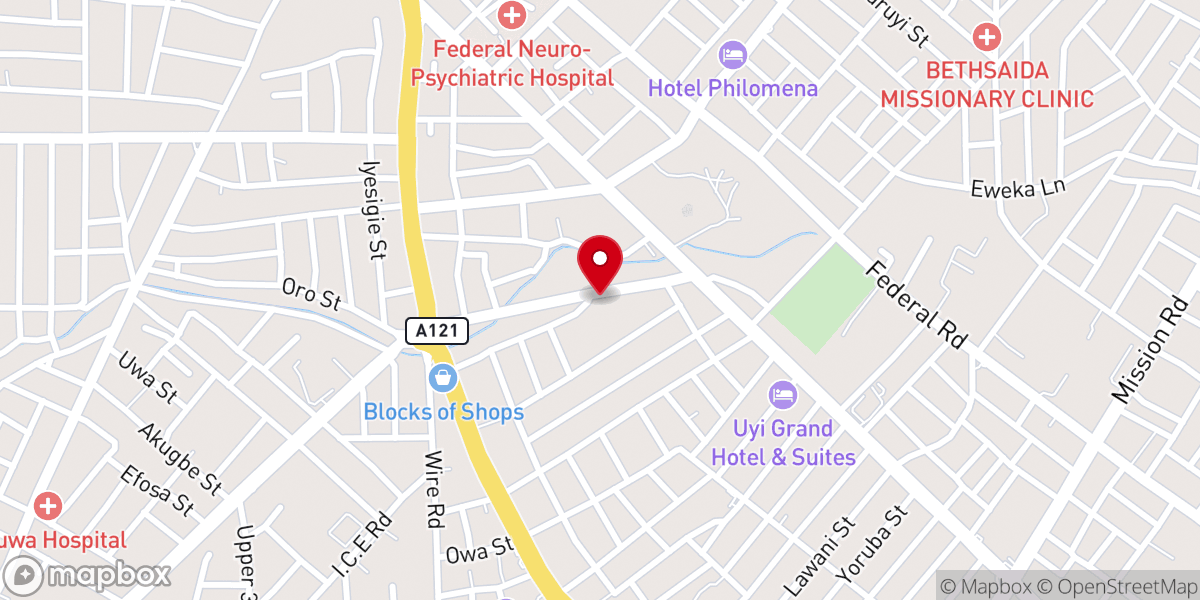 Map showing location of Apostolic Faith Church Iheya