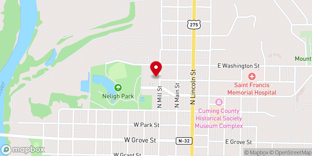 Map showing location of West Point Chamber of Commerce
