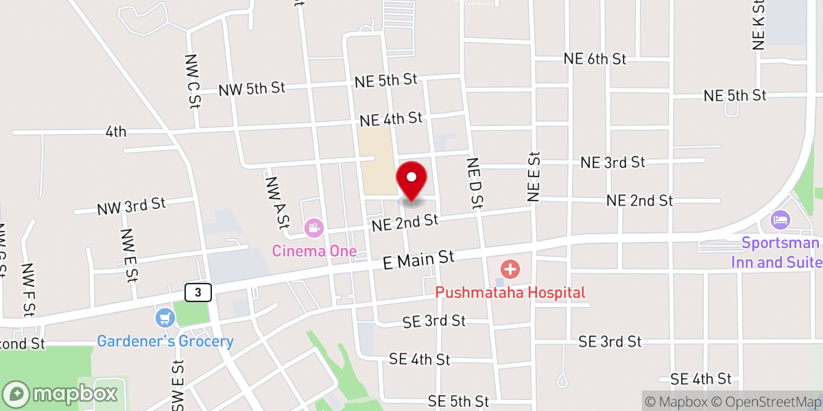 Map showing location of First Baptist Church Fellowship Hall