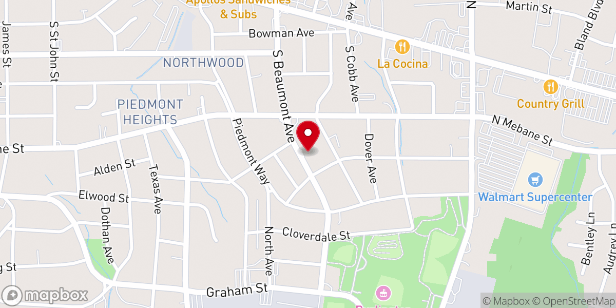 Map showing location of Open Bible Baptist Church