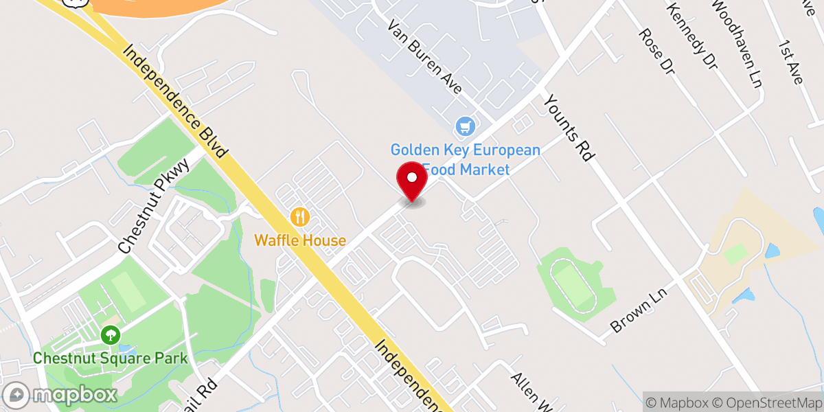 Map showing location of First Baptist Church of Indian Trail