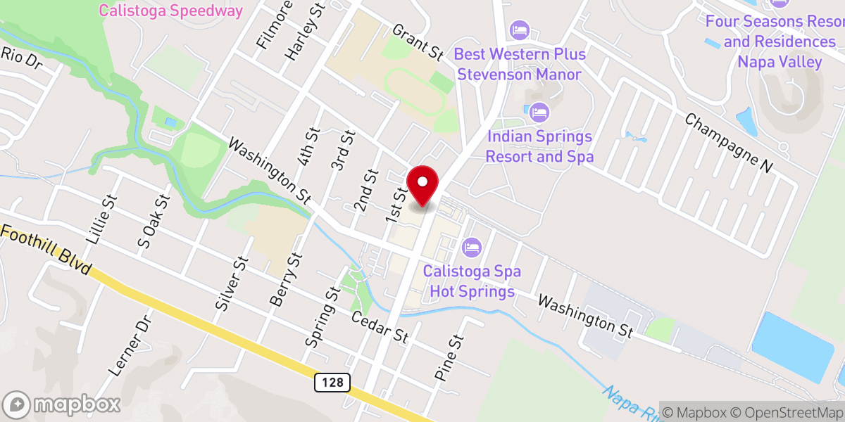 Map showing location of Calistoga Welcome Center