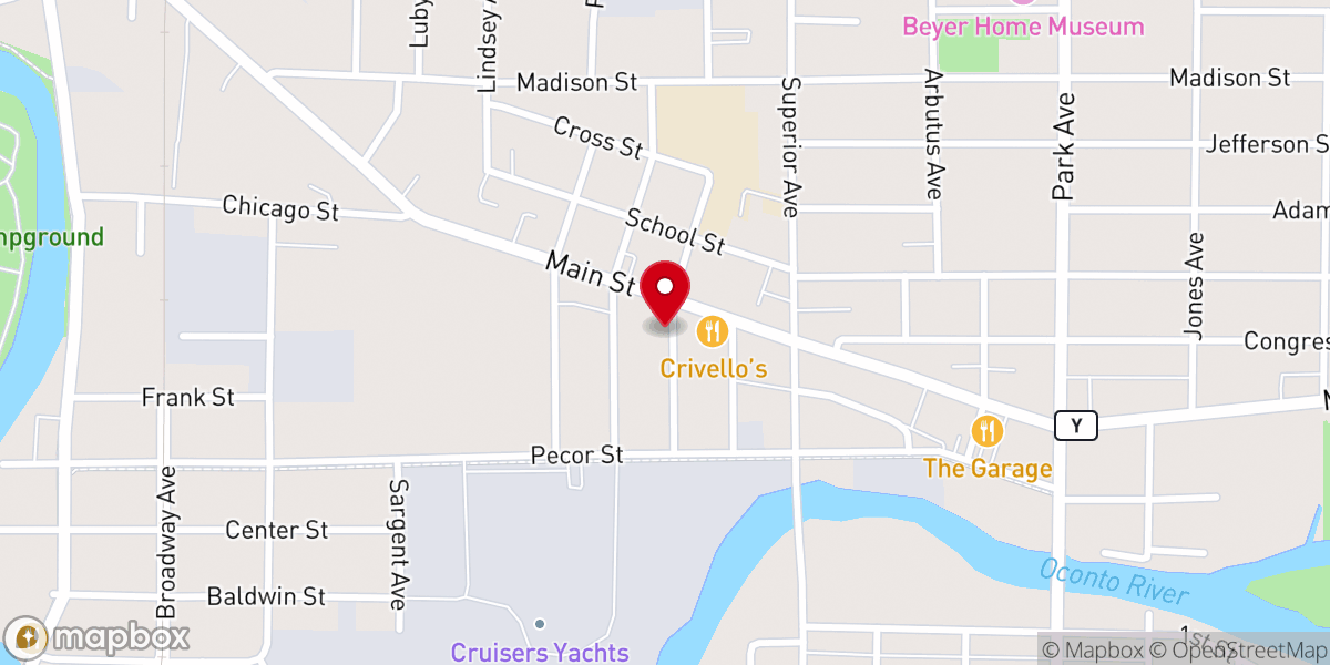 Map showing location of Oconto Gospel Chapel