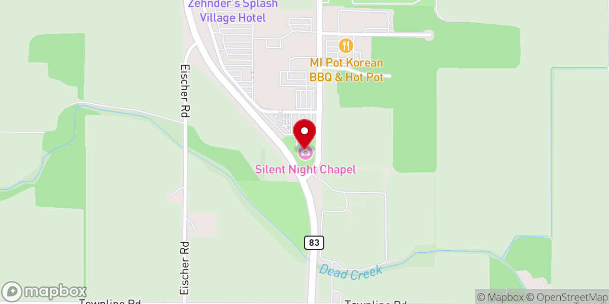 Map showing location of Silent Night Chapel at Bronner's