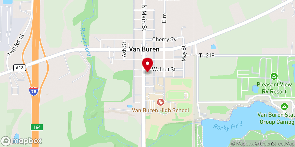 Map showing location of Van Buren United Methodist