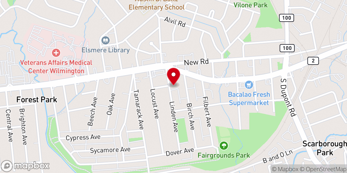 Map showing location of the church in Wilmington