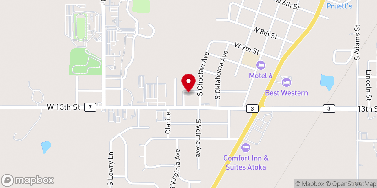 Map showing location of Southside Baptist Church