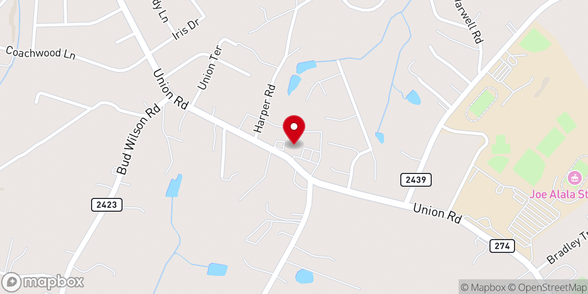 Map showing location of Sandy Plains Baptist Church